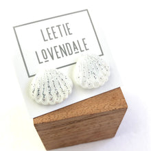 Load image into Gallery viewer, White Oyster Shell Glitter Stud Earrings