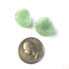 Load image into Gallery viewer, Mint Green Oyster Shell Glitter Stud Earrings