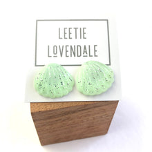 Load image into Gallery viewer, Mint Green Oyster Shell Glitter Stud Earrings