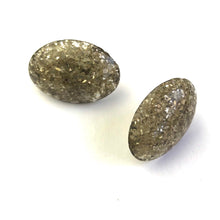 Load image into Gallery viewer, Pewter Silver Glitter Oval Button Studs