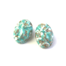 Load image into Gallery viewer, Turquoise Metallic Glitter Nugget Oval Button Studs