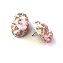 Load image into Gallery viewer, Pink Metallic Glitter Nugget Oval Button Studs
