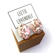 Load image into Gallery viewer, Pink Metallic Glitter Nugget Oval Button Studs