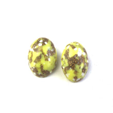 Load image into Gallery viewer, Lemon Yellow Metallic Glitter Oval Button Studs