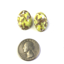 Load image into Gallery viewer, Lemon Yellow Metallic Glitter Oval Button Studs