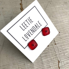 Load image into Gallery viewer, Ruby Red Transparent Flat Square Stud Earrings