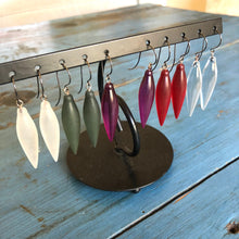 Load image into Gallery viewer, Violet Frosted Plumb-Bob Spike Drop Earrings