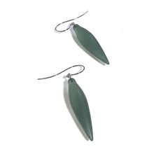 Load image into Gallery viewer, Muted Green Frosted Plumb-Bob Spike Drop Earrings