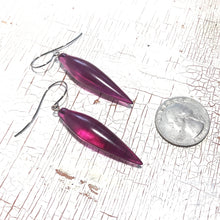 Load image into Gallery viewer, Violet Frosted Plumb-Bob Spike Drop Earrings