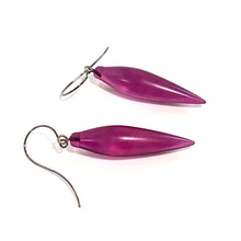 Load image into Gallery viewer, Violet Frosted Plumb-Bob Spike Drop Earrings