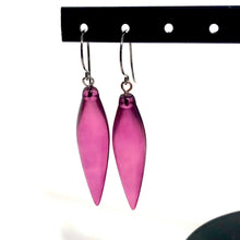 Load image into Gallery viewer, Violet Frosted Plumb-Bob Spike Drop Earrings