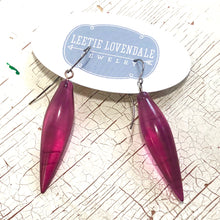 Load image into Gallery viewer, Violet Frosted Plumb-Bob Spike Drop Earrings