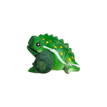 Load image into Gallery viewer, 1.5&quot; Wooden Musical Frog - Green Leaf Design (Percussion Instrument)