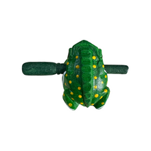 Load image into Gallery viewer, 1.5&quot; Wooden Musical Frog - Green Leaf Design (Percussion Instrument)