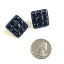Load image into Gallery viewer, Black Waffle Square Stud Earrings