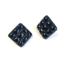 Load image into Gallery viewer, Black Waffle Square Stud Earrings