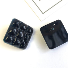 Load image into Gallery viewer, Black Waffle Square Stud Earrings