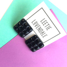 Load image into Gallery viewer, Black Waffle Square Stud Earrings