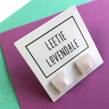 Load image into Gallery viewer, White Moonglow Beveled Square Stud Earrings