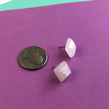 Load image into Gallery viewer, White Moonglow Beveled Square Stud Earrings