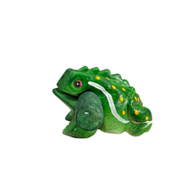 Load image into Gallery viewer, 2&quot; Wooden Musical Frog - Green Leaf Design (Percussion Instrument)