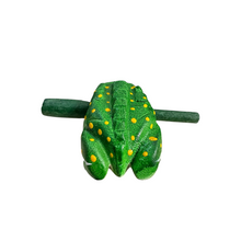 Load image into Gallery viewer, 2&quot; Wooden Musical Frog - Green Leaf Design (Percussion Instrument)