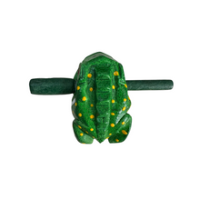 Load image into Gallery viewer, 2&quot; Wooden Musical Frog - Green Leaf Design (Percussion Instrument)