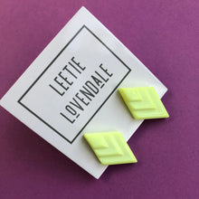 Load image into Gallery viewer, Neon Grellow Stacked Sliding Diamond Stud Earrings