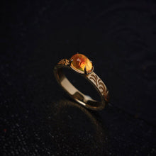 Load image into Gallery viewer, The Golden Age - Ornamental Filigree Fire Opal Engagement Ring 18K Gold