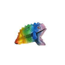 Load image into Gallery viewer, 3" Wooden Musical Frog - Rainbow Design (Percussion Instrument)