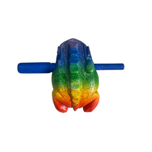 Load image into Gallery viewer, 3" Wooden Musical Frog - Rainbow Design (Percussion Instrument)