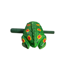 Load image into Gallery viewer, 3" Wooden Musical Frog - Green Spring Design (Percussion Instrument)