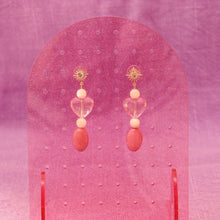 Load image into Gallery viewer, Beaded Heart Drop Earrings