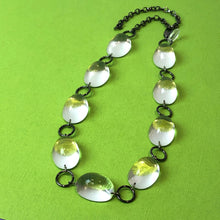 Load image into Gallery viewer, Clear Domed &amp; Dark Metal Stations Necklace