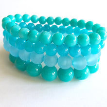 Load image into Gallery viewer, Turquoise and Aqua Blue Mix Stack &amp; Stretch Bracelets Set