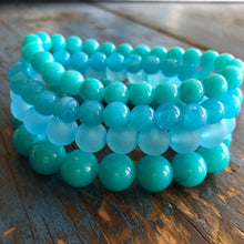 Load image into Gallery viewer, Turquoise and Aqua Blue Mix Stack &amp; Stretch Bracelets Set