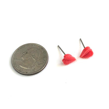 Load image into Gallery viewer, Bright Coral Serrated Leaf Stud Earrings