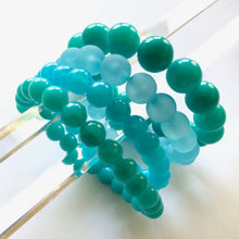 Load image into Gallery viewer, Turquoise and Aqua Blue Mix Stack &amp; Stretch Bracelets Set
