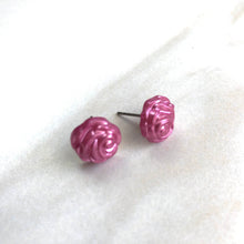 Load image into Gallery viewer, Pearly Deep Pink Rose Button Stud Earrings