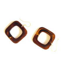 Load image into Gallery viewer, Tortoise Deco Square Donut Drop Earrings