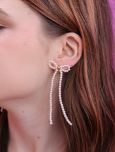 Load image into Gallery viewer, Petite Beaded Pearl Bow Earrings