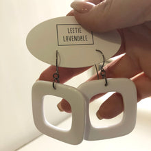 Load image into Gallery viewer, White Deco Square Donut Drop Earrings