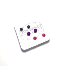Load image into Gallery viewer, Purple Ombre' Vintage Lucite Tiny Studs Set | 3 Pair of Tonal Earrings
