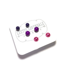 Load image into Gallery viewer, Purple Ombre' Vintage Lucite Tiny Studs Set | 3 Pair of Tonal Earrings