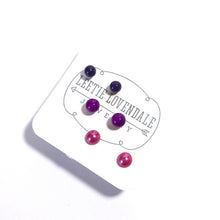 Load image into Gallery viewer, Purple Ombre' Vintage Lucite Tiny Studs Set | 3 Pair of Tonal Earrings