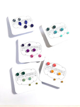 Load image into Gallery viewer, Blue Ombre' Vintage Lucite Tiny Studs Set | 3 Pair of Tonal Earrings