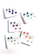 Load image into Gallery viewer, Purple Ombre' Vintage Lucite Tiny Studs Set | 3 Pair of Tonal Earrings