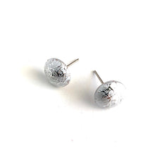 Load image into Gallery viewer, Silver Paint Spattered Metallic Retro Button Stud Earrings