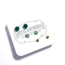 Load image into Gallery viewer, Green Ombre' Vintage Lucite Tiny Studs Set | 3 Pair of Tonal Earrings