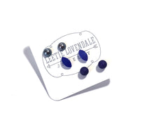 Load image into Gallery viewer, Blue Ombre' Vintage Lucite Tiny Studs Set | 3 Pair of Tonal Earrings